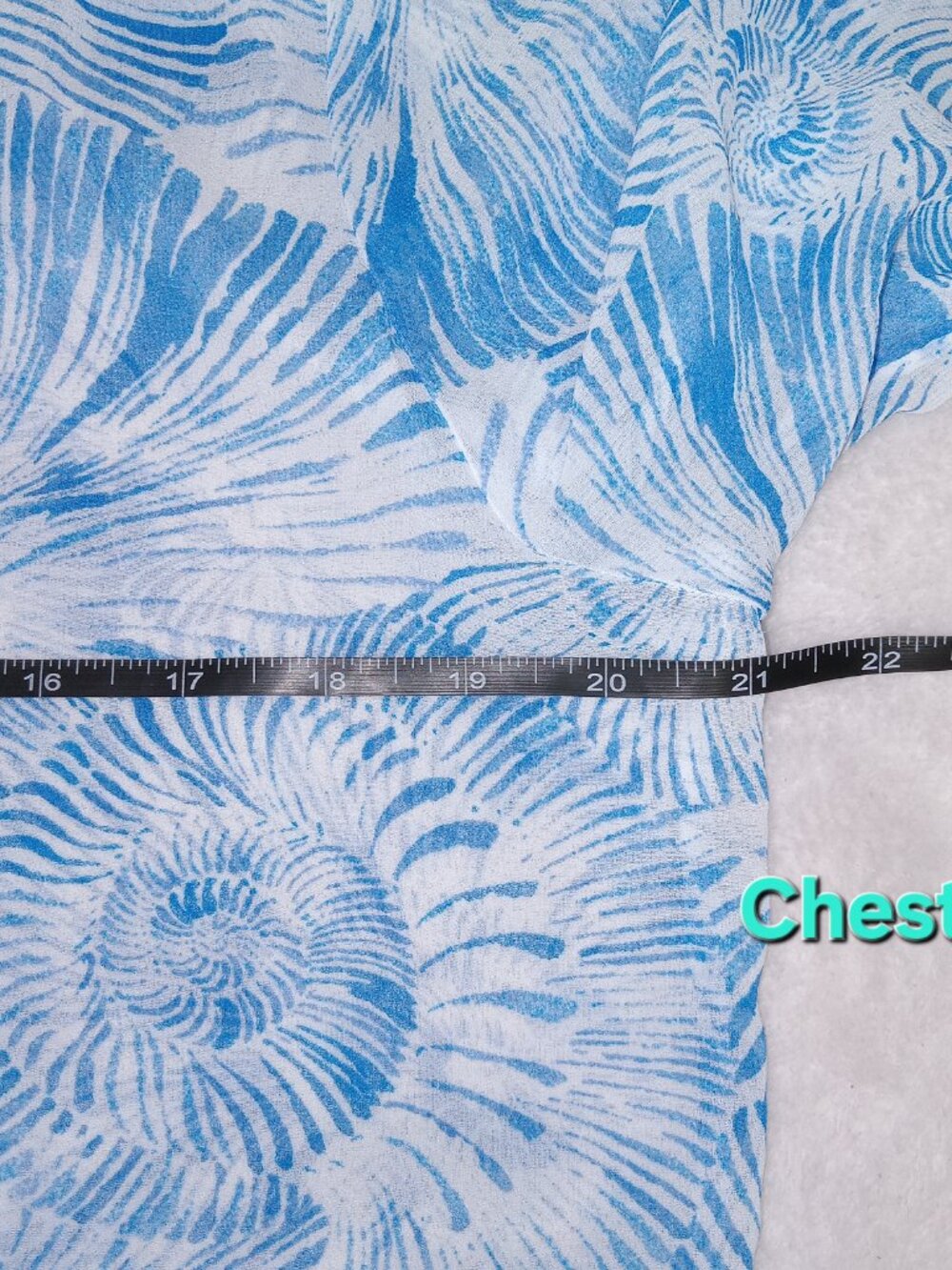 Chico’s Nautilus Swirl Georgette Tunic Top Blue Beaded Kurta 3/4 Sleeve Size L - Picture 11 of 13
